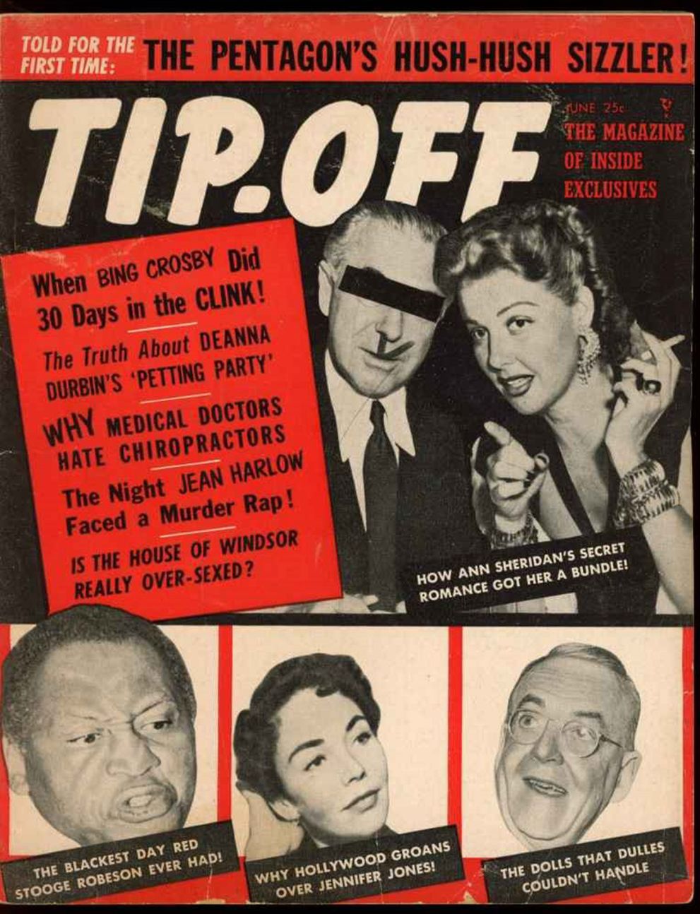 TIP-OFF magazine side cover Issue 2  Vol 1 No 2 June 1956
